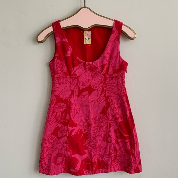 Free People Dresses & Skirts - Free People Pink Floral Mini 60’s inspired Dress
